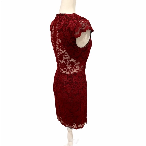 ABS Allen Schwartz burgundy lace dress, size S (fits like a 4) - Picture 5 of 9